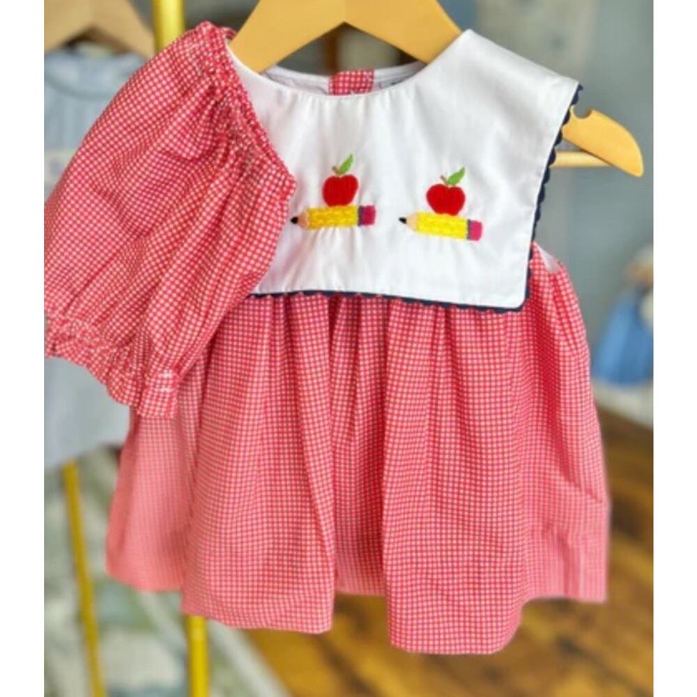 Pencil Me In Embroidered Girls 2 Piece Diaper Set 6 Months Back To School NWT